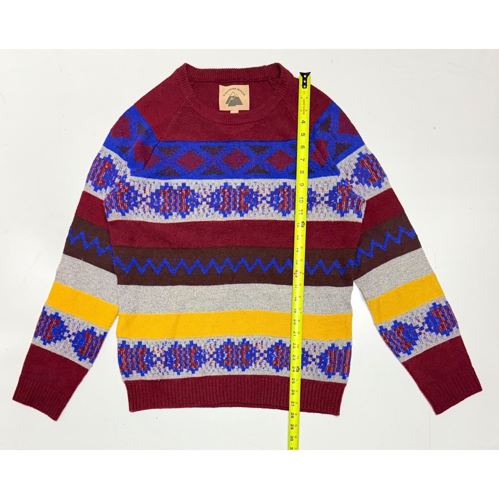 OHANLON MILLS Burgundy Blue Fair Isle Knit‎ Sweater Mens L G Sweater